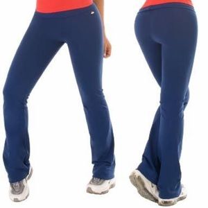 Navy Belted Flared Yoga Pants 